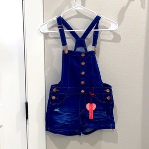 New Girls Size Large L 12 14 Jean Denim Overalls Shortalls Shorts NWT